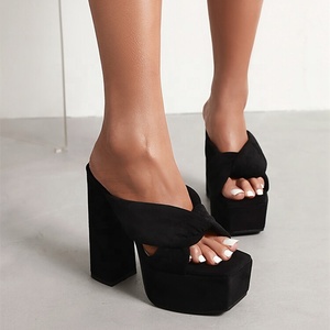 รองเท้าสวมแบบสลิปออนสำหรับผู้หญิง ปี 2022 พื้นหนา สายไขว้ ไซส์ 43 ส้นสูงแบบเปิด หัวเหลี่ยม หน้าผ้ากำมะหยี่ ลายเสือชีตาห์ - Product Image 6