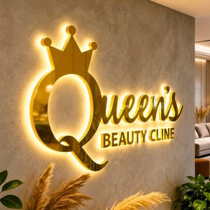 Letras retroiluminadas de acero inoxidable 3D para pared de marca corporativa, señalización chapada en titanio dorado personalizada para recepción de Clínica Médica - Product Image 2