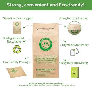 Bolsas de Papel Kraft Biodegradables <span class=keywords><strong>para</strong></span> Jardín, Bolsas <span class=keywords><strong>para</strong></span> Residuos de Jardín, Hojas, Recortes de Césped - Product Image 3