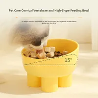 Gamelle pour animaux de compagnie en PP écologique, étanche, anti-déversement, surélevée, ergonomique, avec pieds en forme de pattes d'éléphant, pour chat et chien, anti-choc, inclinée pour la protection cervicale
