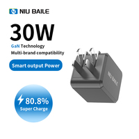 Cargador Rápido NIUBAILE 30W PD3.1/PD3.0 FCP Tipo-C, Plegable, Ecológico, ABS Ignífugo, Protección OVP, Universal 5G