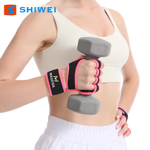 Shiwei Fitness Gloves <b>Half</b> Finger Anti <b>Slip</b> Adjustable Wrist Strap For Gym Weight Lifting Cycling Unisex Black Pink - Product Image 5