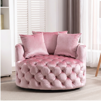 Fauteuil d'appoint pivotant rond capitonné de luxe moderne de style américain, canapé individuel relaxant pour salon