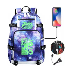 新款银河背包USB充电口男生女生可爱七彩笔记本背包