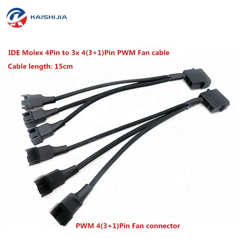 Cable adaptador divisor de refrigeración para PC, ventilador IDE de 12V, 4 pines, Molex 1 a 3 PWM, 3 pines/4 pines, Cable de adaptador de corriente 22AWG