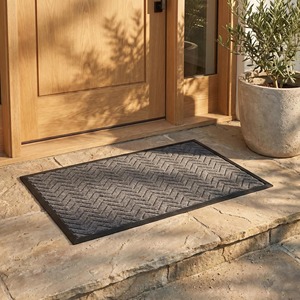 EIFFEL HOME Four Seasons Korean Style Striped Rectangular Medium Thickness Floor Mat Black W-pattern Polypropylene Door Mat - Product Image 2