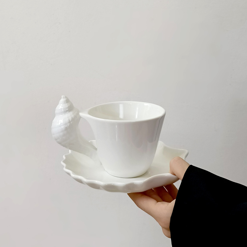 Tasse et soucoupe coquillage - Blanc