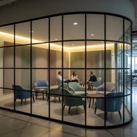 Cloison de bureau minimaliste en verre simple intégré de 40 mm avec cadre en aluminium