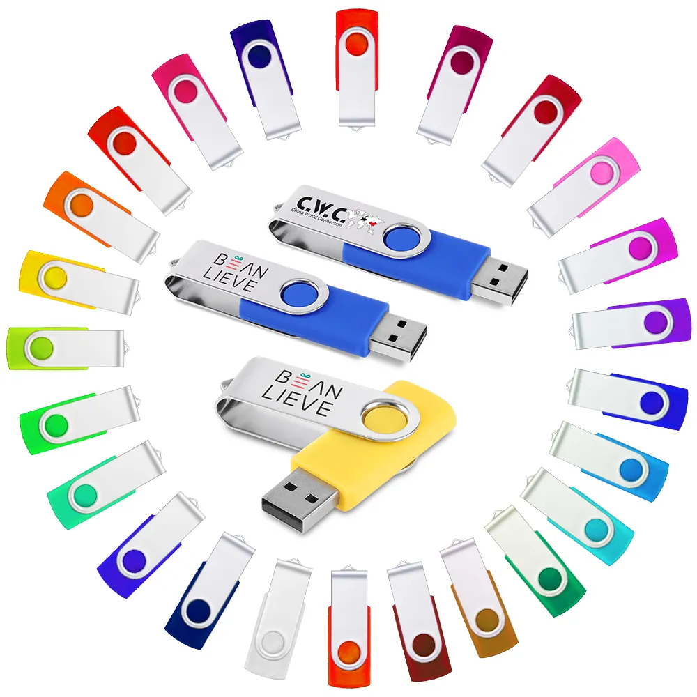 Promo Gift Design Logo Spinner Usb Memory Stick 4gb 8gb 256gb Metal Pendrive Custom Swivel Thumb Usb Flash Drive