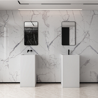 2025 vente chaude marbre salle de bain lavabo Design moderne Surface solide support libre piédestal évier égouttoir pour Villa Application