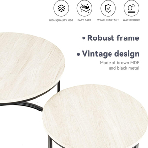Set di 2 tavolini da caffè di nidificazione rotondi per piccoli spazi cerchio Accent tavoli per soggiorno balcone ufficio-risparmio di spazio durevole - Product Image 5