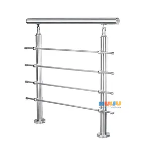 HJ pagar tangga baja tahan karat desain Modern pegangan langkan batang pegangan pagar tabung