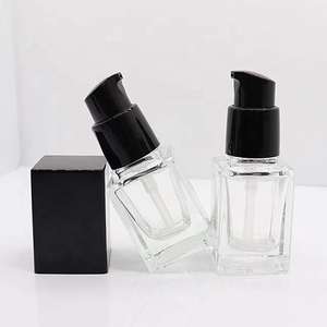 Flacon en verre carré vide de 30 ml pour émulsion liquide, fond de teint, transparent et givré, flacons cosmétiques pour lotion solaire - Product Image 3