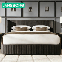 Juego de Cama de Madera para Dormitorio, Estructura de Cama, Mesa de Noche, Combinación para Habitación de Resort, Muebles de Dormitorio de Hotel, Juego de Muebles de Dormitorio de Villa, Cama Doble