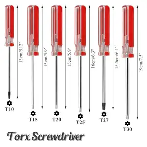 6 pezzi cacciaviti magnetici Torx Set T10 T15 T20 T25 T27 T30 stella cacciaviti