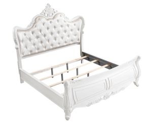 Modern Luxury 4 Pc Queen Bedroom Set with Solid Wood Construction <b>Storage</b> <b>Dressing</b> <b>Table</b> in Pearl White - Product Image 6