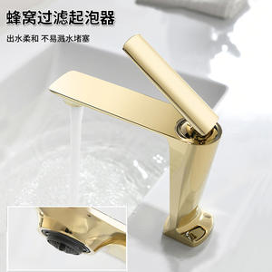 Robinet de lavabo tout cuivre monotrou monocommande à poser sur le plan avec cartouche céramique pour salle de bain - Product Image 3