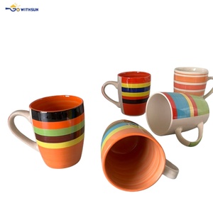 Taza de Café de Porcelana y Cerámica al Por Mayor a Precio de Fábrica, Diseño de Rayas de Caramelo Multicolor, Apta para Lavavajillas y <span class=keywords><strong>Microondas</strong></span> - Product Image 6