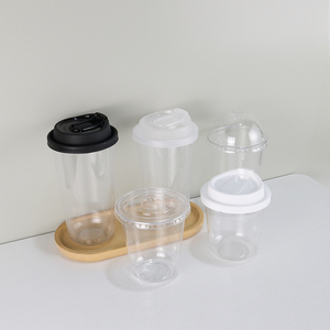 U Shaped Cup Disposable Plastic Cups With Lids 10oz 12oz 14oz 16oz 20oz 24oz PET Container For Cold Drink Ice Cream Smoothie