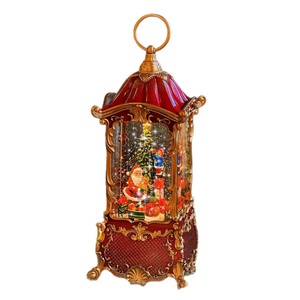 Sneeuwbol/snowglobe glitter lantaarn - sneeuwpop - 12x 12x 27 cm - LED