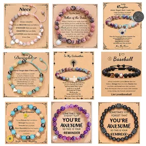 Braccialetto Feng Shui con Perline di Pietre Preziose Naturali, Ciondolo d'Amore in Cristallo, Fascia Elastica con Perline e Carta - Product Image 6