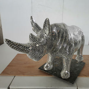 Personnalisé ODM/OEM Centres commerciaux Expositions Décor Hôtels Espaces Publics Affichage Grand Rhinocéros Art Statue Argent Mosaïque Rhino <span class=keywords><strong>Sculpture</strong></span> - Product Image 2