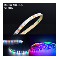 Bande LED numérique 12V SK6812 RGBW adressable, 60 LED/m, IP20, télécommande, éclairage paysager, bande lumineuse intelligente à pixels pleine couleur