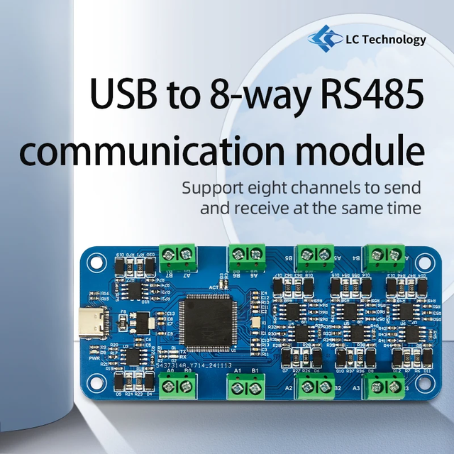 CH348L USB to Eight Channel RS485 Communication Module