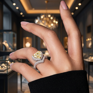 Anillo de Compromiso de Lujo para Mujer, con Diamante Tallado en Corazón, Oro Sólido de 18K - Product Image 3