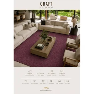 Alfombra de Polipropileno Plum de Petra Craft 60008, 9-18 mm de Grosor, Lavable a Máquina, Apta para Mascotas, con Base de Fieltro, Recortable, para Dormitorio - Product Image 3