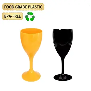 300ml Factory Customized Size Acrylic Wine Goblet Solid Color Food Grade Plastic Black Drinking Wine Glass