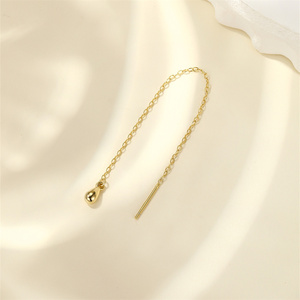 Élégantes boucles d'oreilles pendantes en argent sterling S925 plaqué or pour femmes, bijoux minimalistes hypoallergéniques pour un usage quotidien - Product Image 4