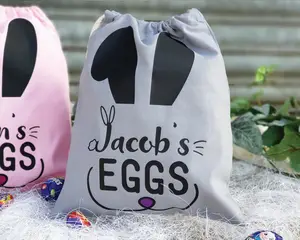 Glitter Gepersonaliseerde Tas Easter Egg Hunt Bag Bunny Mand Emmer Easter Candy Manden