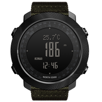 Montres numériques en nylon North Edge Apache pour hommes, exploration, multifonctionnelles, sports de plein air, étanches, montres de montagne pour hommes