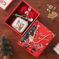 Mug en céramique de Noël mignon, cadeau d'anniversaire pour filles et meilleures amies, avec couvercle et cuillère, souvenir en porcelaine