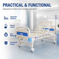 Lit médical manuel à manivelle simple de haute qualité avec structure de dossier simple, adapté aux hôpitaux et aux cliniques.