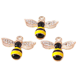 Accesorios de joyería DIY: Colgante de abeja con diamantes de imitación para hacer pendientes, aleación de zinc, primavera 2024, origen Yiwu - Product Image 1