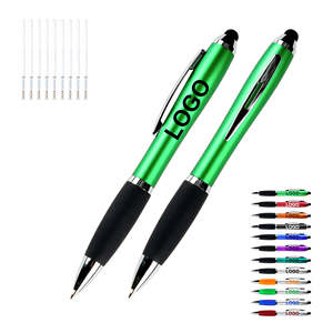Promotional Cheapest Mulit-color 2-in -1 Rotate Plastic Ballpoint Pen with Soft Touch Screen Mobile Phone Custom Logo Printing - Product Image 3