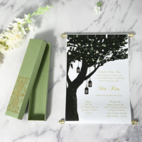 Invitation créative de luxe en forme de parchemin avec pompon et boîte cadeau, élégantes invitations en parchemin doré pour mariages/Quinceañeras