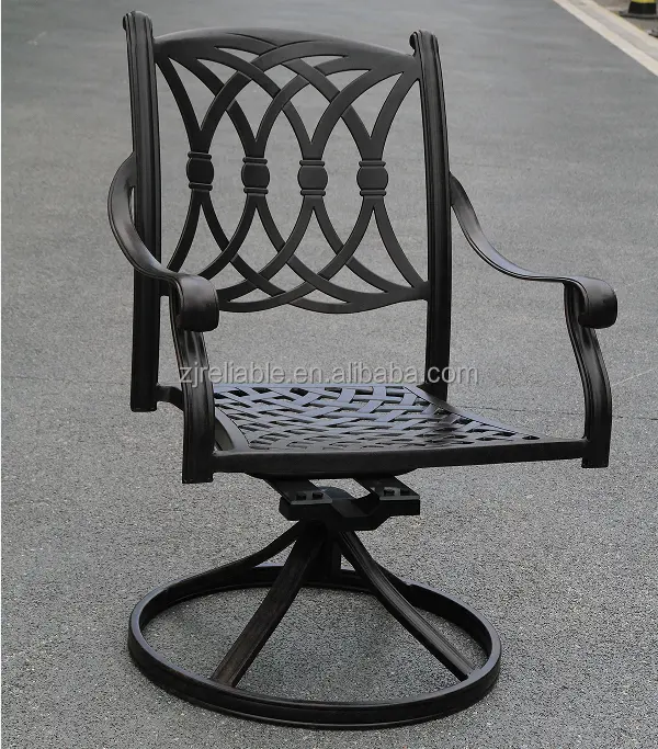 Mobilier d'extérieur en métal au design propre de l'usine, chaise de salle à manger à bascule pivotante en aluminium pour la conversation sur le patio