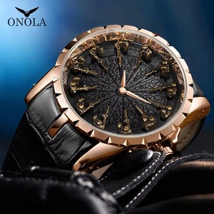 Montre Drioshipping pour homme, montre à quartz étanche en or, faible MOQ, montres-bracelets pour homme - Product Image 1