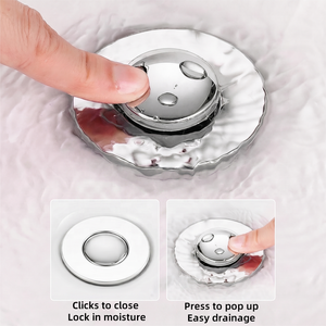 Robinet de vidange de lavabo moderne en chrome G1-1/4 avec valve clic-clac à ressort et <span class=keywords><strong>bouchon</strong></span> pour salle de bain - Product Image 6