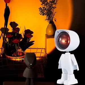 Cute Mini Cosmonaut LED Projector Sunset Lamp Home Decor Rechargeable Robot Kids Night Light