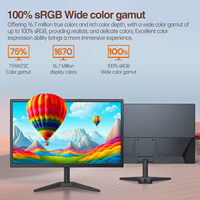 Moniteur de jeu et de bureau LED de qualité supérieure 21,5 pouces 1920x1080p Full HD 75Hz Panneau IPS Temps de réponse de 5 ms 75% NTSC Noir VGA