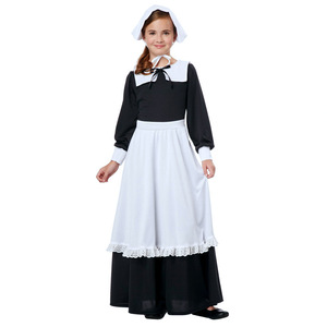 Disfraz de Sirvienta de Halloween para Niñas, Conjunto de Tres Piezas con Pañuelo para la Cabeza, Cuello y Delantal, Material de Algodón, Primavera 2025 - Product Image 1