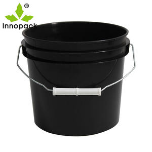 Bidon en plastique noir de 4 litres de qualité alimentaire avec poignée - Contenants recyclables pour crème glacée, peinture et emballage - Product Image 4