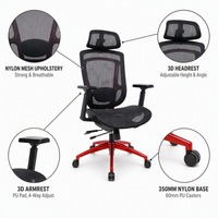 Chaise de bureau de direction ergonomique de luxe en maille avec support lombaire réglable, base en alliage d'aluminium, vérin à gaz classe 4, pour atelier et hôtel