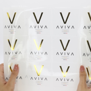 Rollo autoadhesivo de lámina de oro personalizado, etiquetas adhesivas transparentes, impresión privada para embalaje de botellas de vino, Material de vinilo - Product Image 6