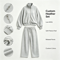 Ensemble de survêtement en molleton français pour homme, personnalisé OEM/ODM, veste zippée et pantalon de survêtement, faible MOQ, style streetwear