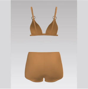 Ensemble de maillot de bain deux pièces chic et sportif personnalisé avec col en V et anneau en O, et bas de maillot taille haute pour la plage et les sports nautiques - Product Image 2